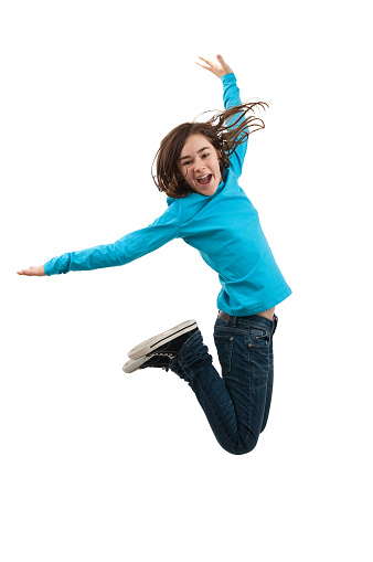 Active girl jumping 