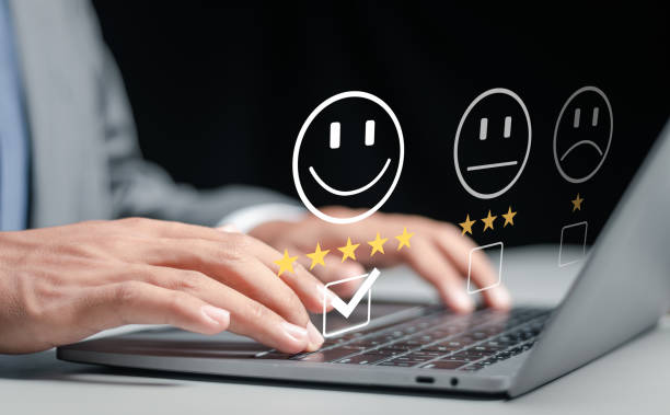 istock Satisfaction survey concept, Customer service rating, 5 star satisfaction. 1562199850