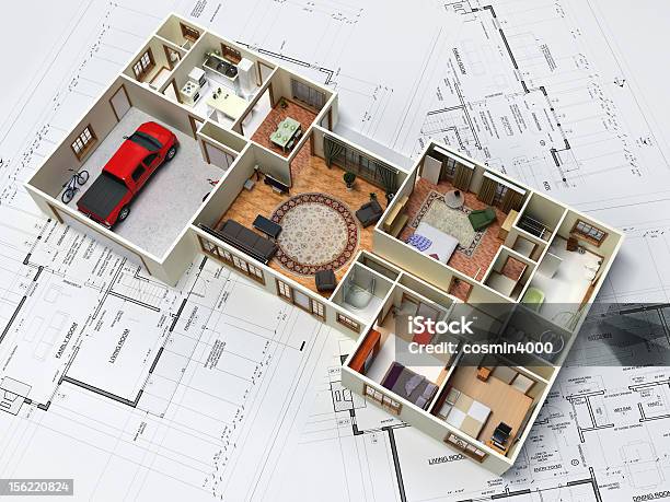House - Fotografie stock e altre immagini di Tridimensionale - Tridimensionale, Cianografia, Automobile