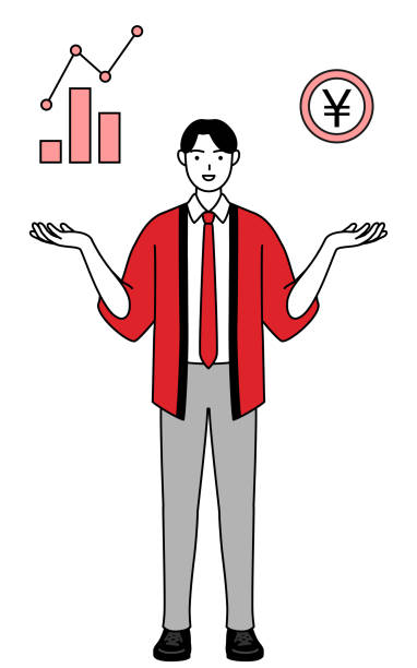istock Man wearing a red happi coat guiding an image of DX, performance and sales improvement. 1562223907