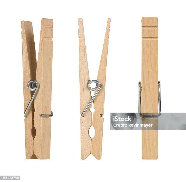 Wooden Clothespins Stock Photo - Download Image Now - Clothespin, Wood - Material, Cut Out