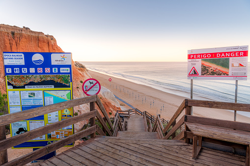 Boardwalk leading to Praia da Falésia beach, Algarve, Portugal