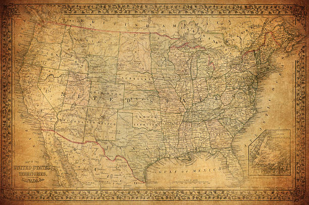 vintage mapa da estados unidos 1867 - united states history - fotografias e filmes do acervo