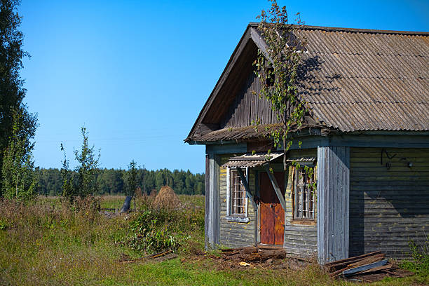 House in the Russian village stock photo