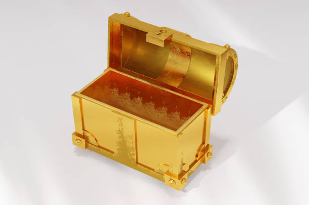istock 3D Illustration , Chest golden icon . Open treasure box 1562295870