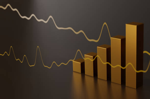istock 3D Illustration, Growth gold bar financial investment  3D graph 1562298517