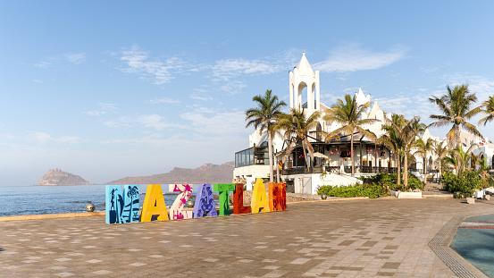 emblematic letters of Mazatlan tourist corridor in Sinaloa Mexico