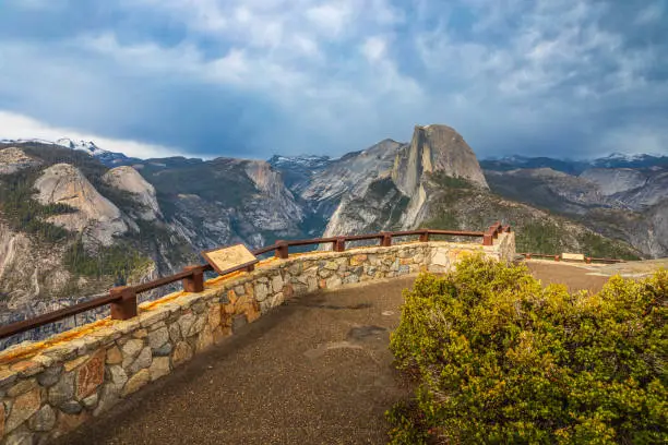 Glacier Point lookout with no people, Yosemite Valley, National Park, California, USA.