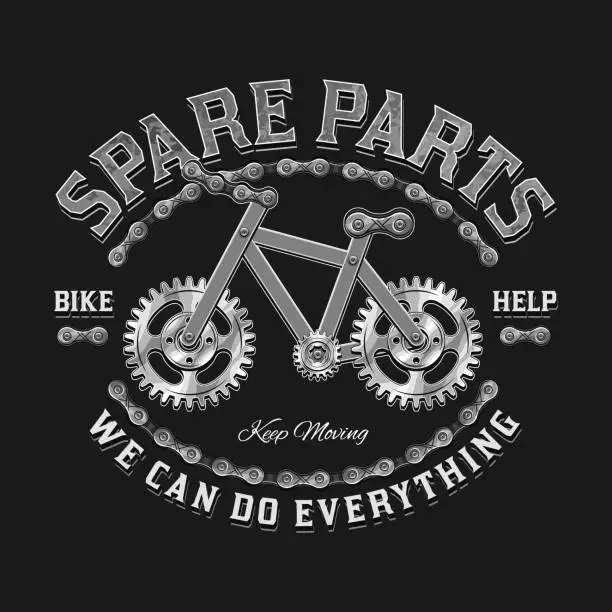 Vector illustration of Label for repair bicycle service