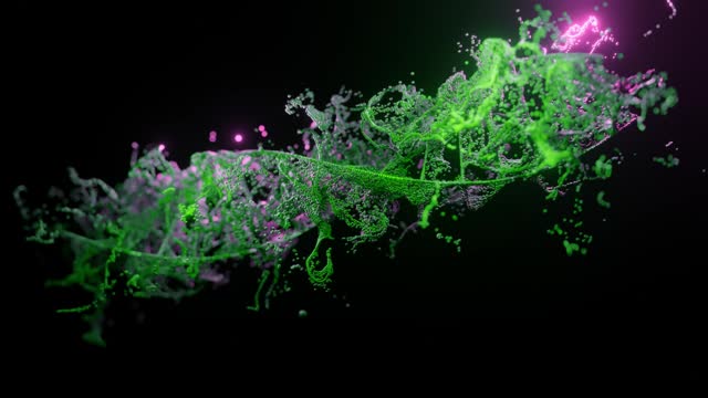 3D animation of abstract DNA on black background. Conceptual design of genetic information for science animation. multicolored Dna molecule. DNA molecules in chromosomes. science, biology