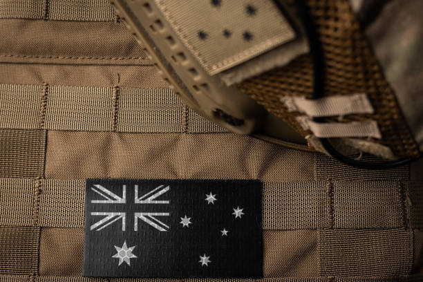 istock Military gear with Australian flag close up 1562427063