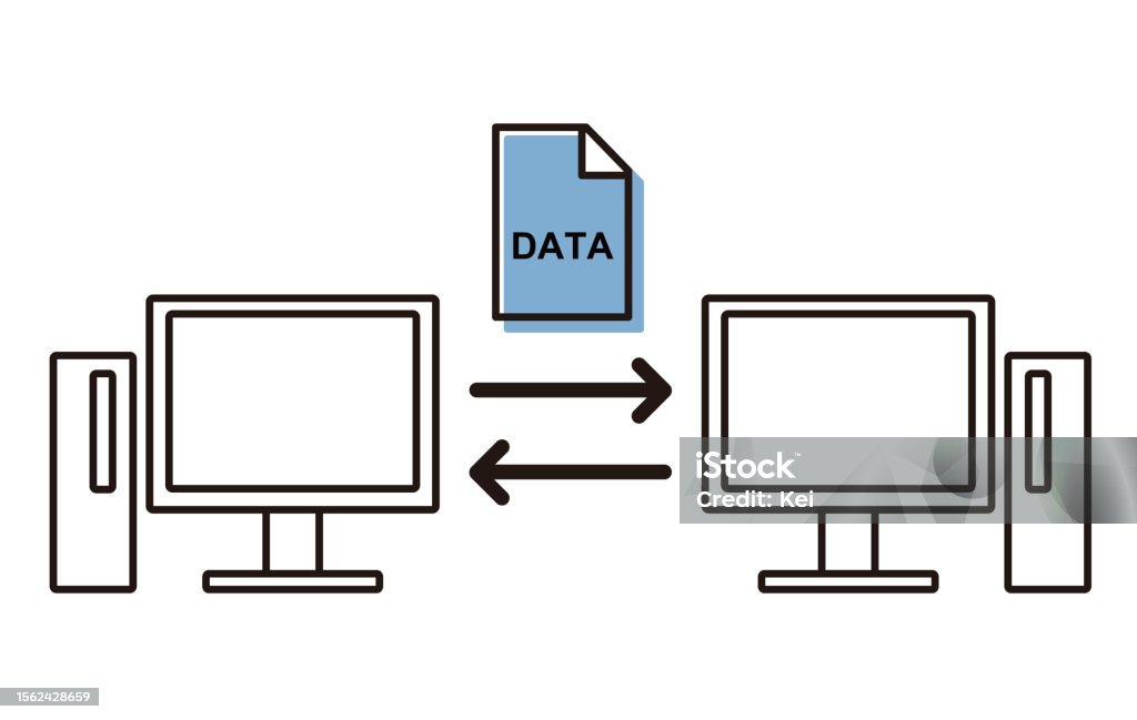 Data Interlinked With Computer This Illustration Shows Computers Exchanging Data With Each Other Stock ...