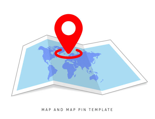 istock Flat color location icon on paper map stock illustration 1562452872