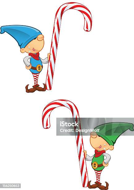 Elf Mascot Holding A Candy Cane Stock Illustration - Download Image Now - Candy Cane, Characters, Christmas