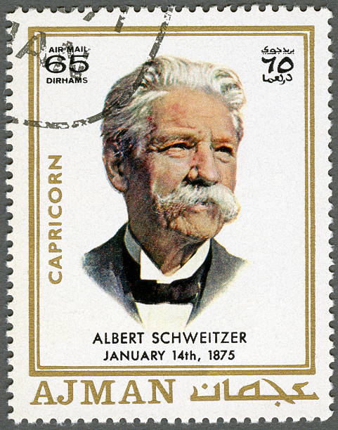 почтовая марка ajman 1970 альберт schweitzer (1875-1965) - albert schweitzer стоковые фото и изображения
