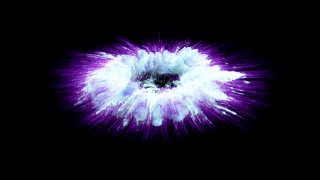 Smoke Shockwave Perspective View Cyan Purple with Luma Matte