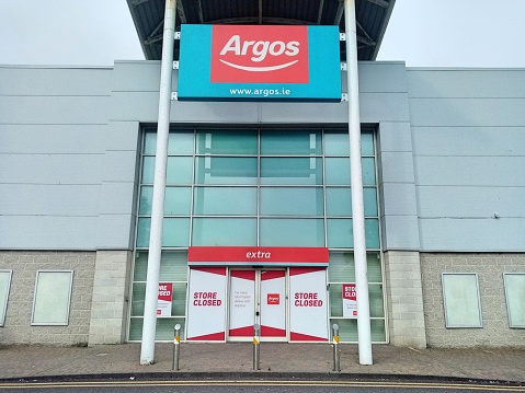 21st July 2023, Drogheda, County Louth, Ireland. A closed down Argos store in Drogheda Retail Park. Argos closed all it's Republic of Ireland stores in June 2023.