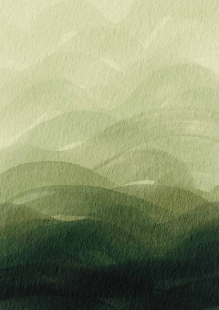 緑茶と自然のコンセプトに装飾用の緑のブラシストローク水彩波の背景。 - wave pattern pattern green seaweed点のイラスト素材／��クリップアート素材／マンガ素材／アイコン素材