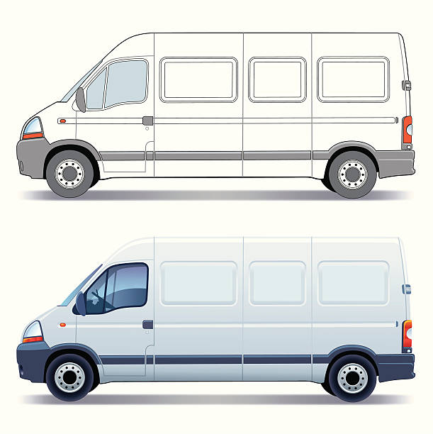 ilustrações de stock, clip art, desenhos animados e ícones de carrinha de entregas - truck moving van white backgrounds