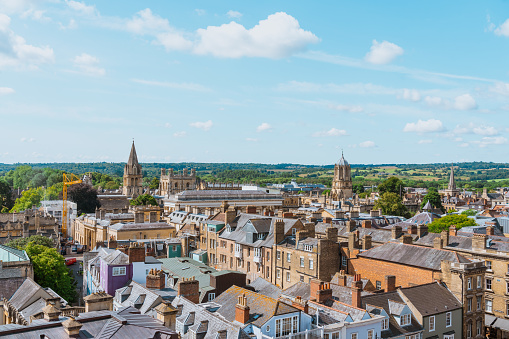 A high landscape view of Oxford in the United Kingdom