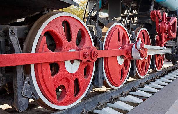 istock Old steam locomotive wheels 156262858