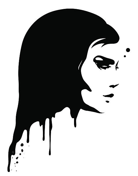 ilustrações, clipart, desenhos animados e ícones de retrato de pintura - silhouette women black and white side view