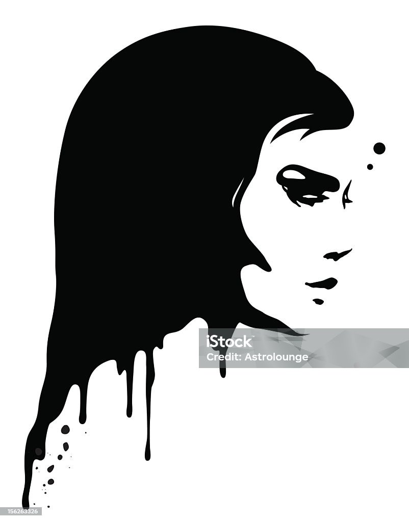 Painting Portrait A lady portrait with liquid paint Profile View stock vector