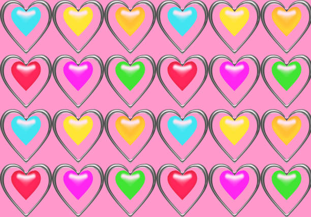 bildbanksillustrationer, clip art samt tecknat material och ikoner med seamless pattern of multi-colored hearts on a pink background - österlen
