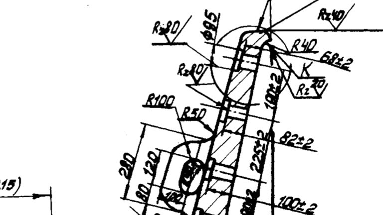 Drawing of technical detail in motion. Technical drawing. Mechanical Engineering background. Project plan.