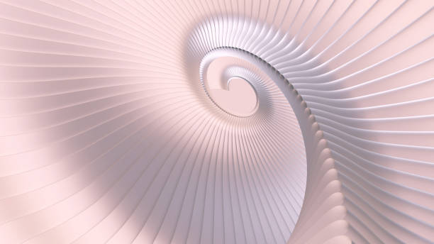 istock Abstract background, 3d pearl color wavy stripes pattern, interesting spiral architectural wallpaper, 3D render illustration. 1562671552