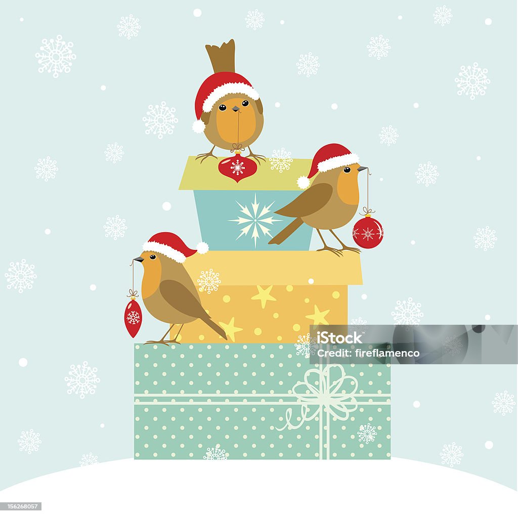 Robins e Natal presentes - Royalty-free Pisco arte vetorial