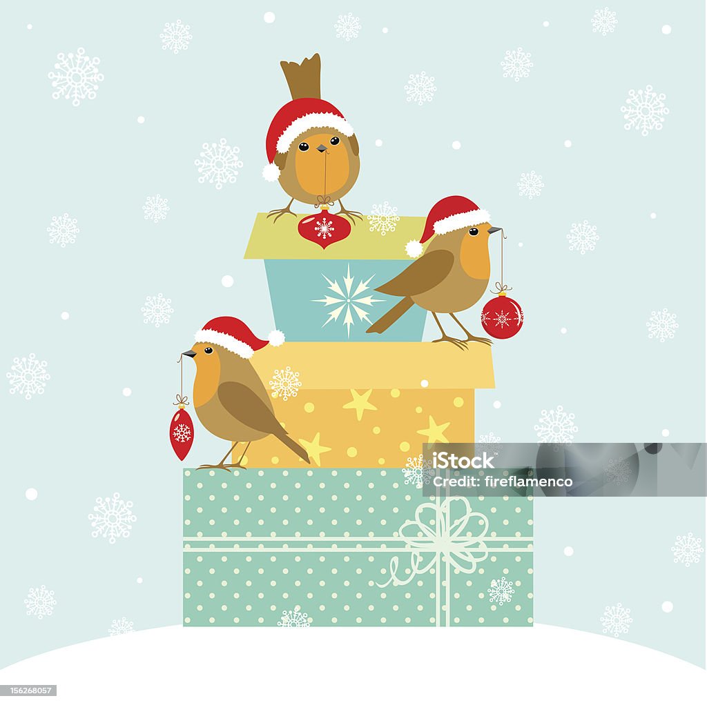 Robins и рождеств�енские подарки - Векторная графика Зарянка роялти-фри