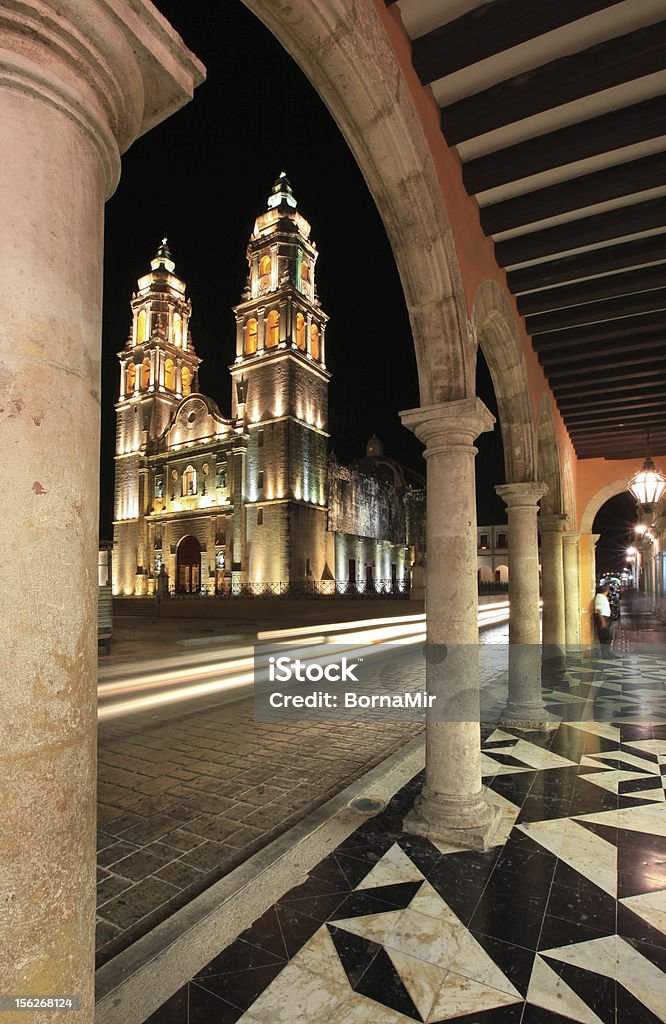 Catedral de la Concepcion em Campeche - Foto de stock de Noite royalty-free