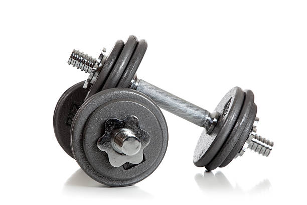 istock Set of Weightlifting dumbbells on a white background 156268654