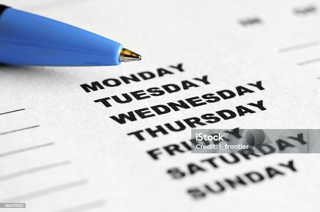 Semanal de hoja - Foto de stock de Tarjeta de registro horario libre de derechos