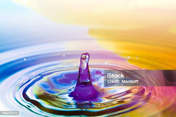 Colored Waterdrop Stock Photo - Download Image Now - Rainbow, Rippled, Water