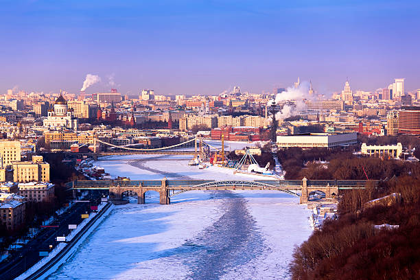 Moscow city center aerial view