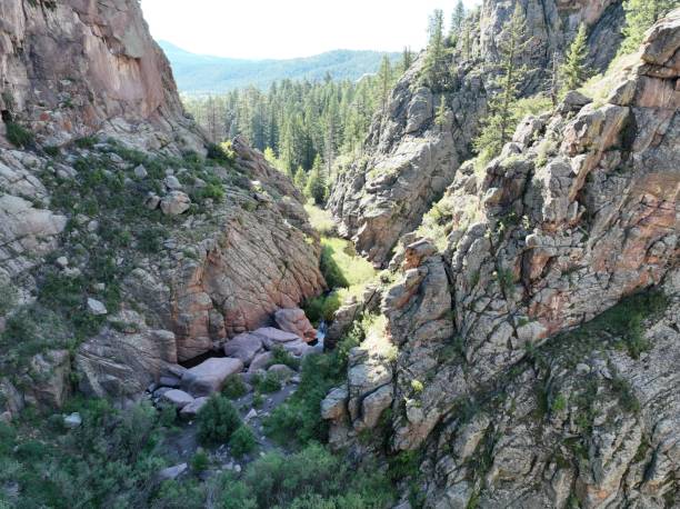 Awe-inspiring desert canyon landscape featuring mountains and a winding river running between them