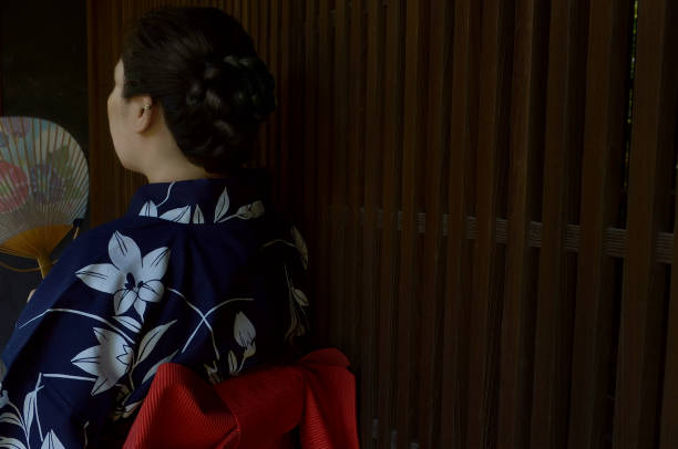 Woman in Yukata/with Large Copy Space