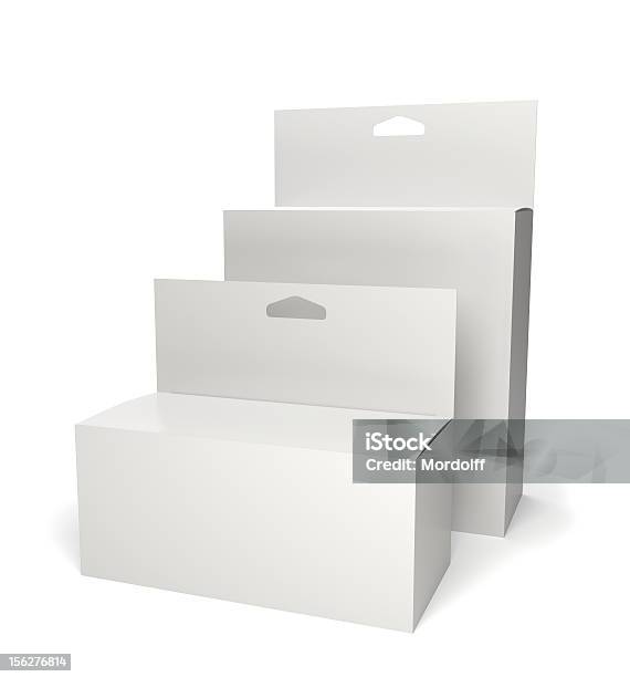 Zwei Leere Einzelhandelsproduktpakete Isoliert Auf Weiss Stockfoto und mehr Bilder von Behälter