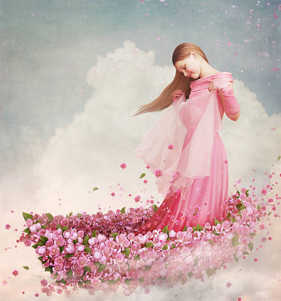 istock Girl in  boat of flowers 156277945