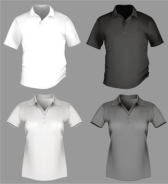 ilustrações, clipart, desenhos animados e ícones de projeto modelo polo (homens e mulheres. - t shirt shirt white men