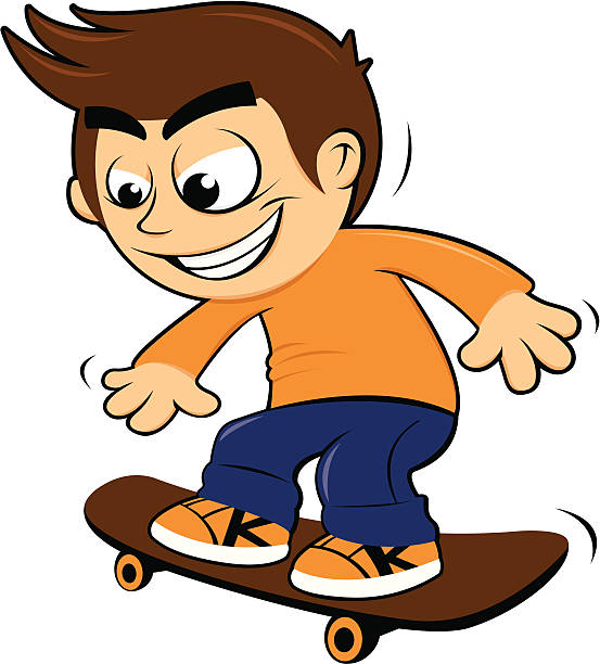 ilustrações, clipart, desenhos animados e ícones de criança no skate - skateboard park skateboarding skateboard adolescence