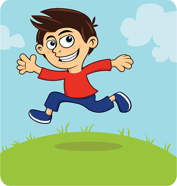 Happy boy vector art illustration