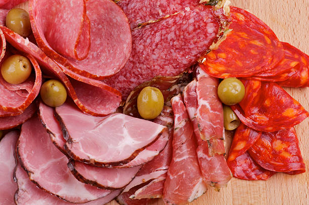 istock Arrangement of Meat delicatessen 156283522