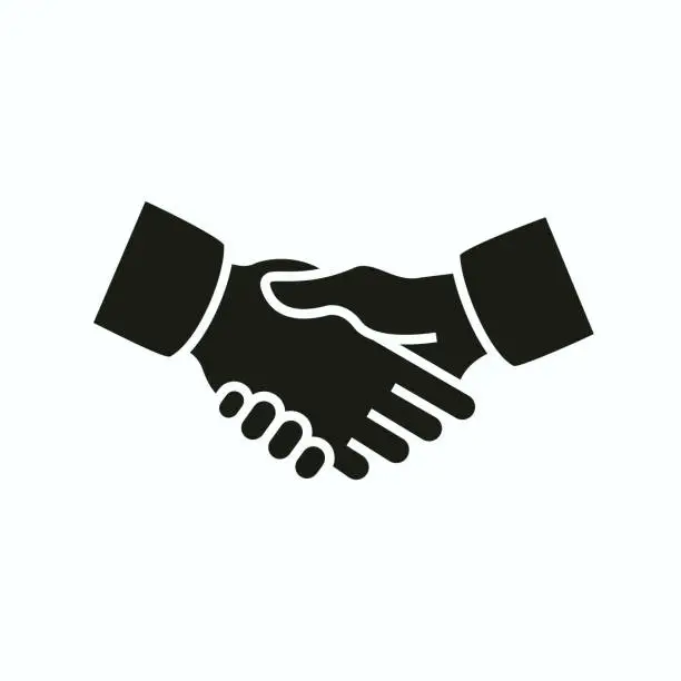 Vector illustration of Man's handshake thin line icon. Business, deal icon, outline style on a white background. Teamwork or team building sign for mobile concept or web design.