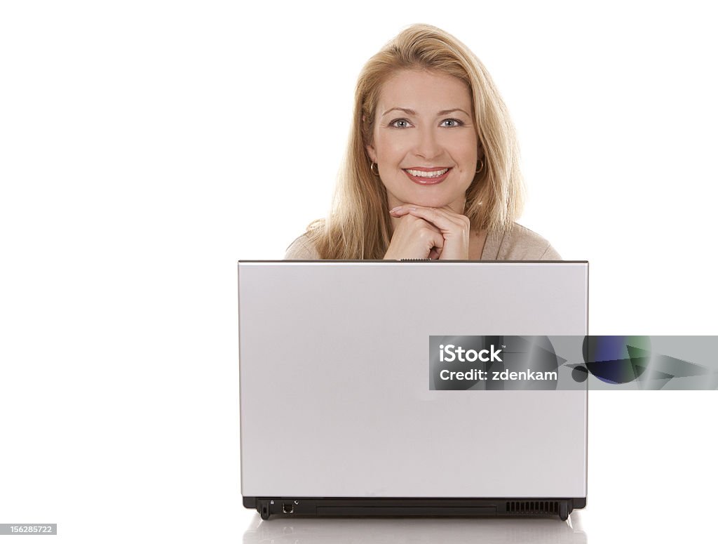 Mulher usando laptop - Foto de stock de 40-49 anos royalty-free