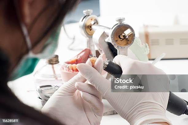 Technik Dentystyczny Pracy Z Articulator - zdjęcia stockowe i więcej obrazów Dentysta - Dentysta, Dorosły, Endodoncja