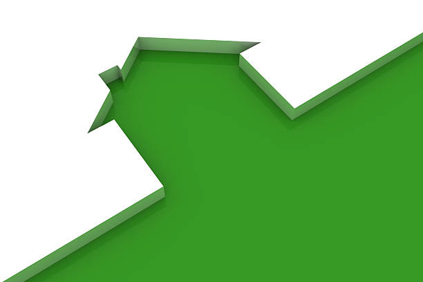 Ecologic home (green outline on white) stock photo