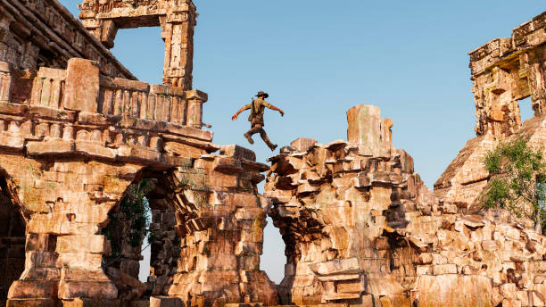 istock Explorer and archaeologist, worlds disappeared.  Ancient civilizations. Temples and structures 1562890867
